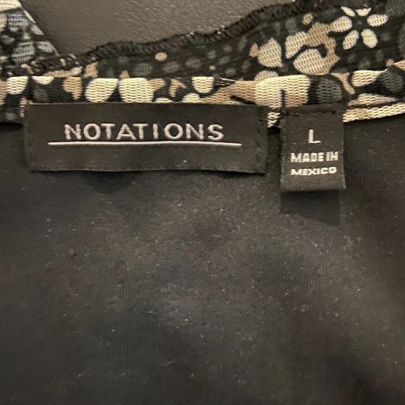 🌿4/$35 🌿NOTATIONS Black &‎ White Floral Sleeveless Blouse - Picture 6 of 7